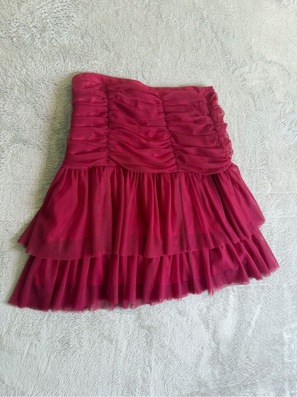 Anthropologie Mave Women's Red Tiered Tulle Skirt 8 - Picture 4 of 6